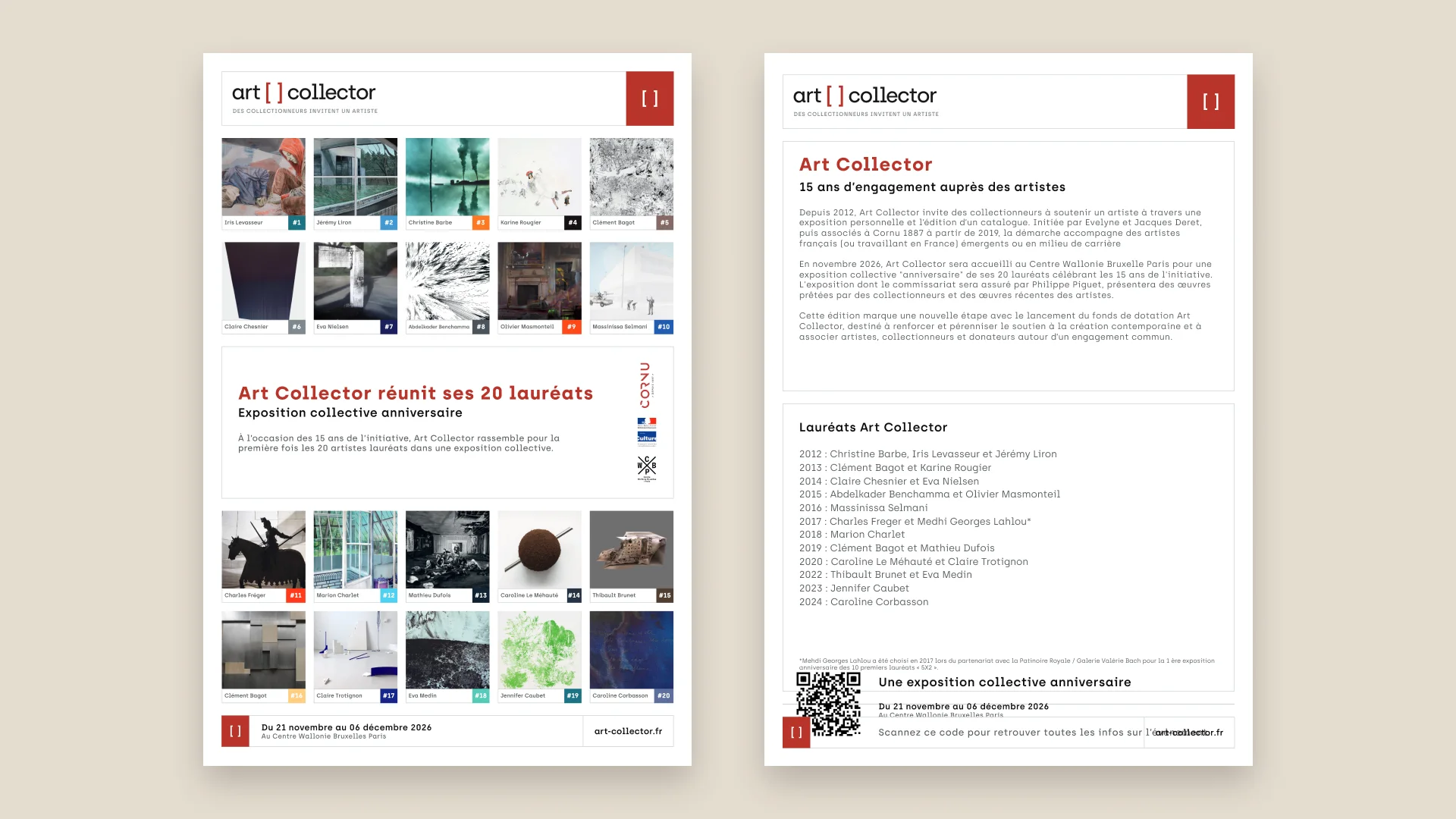 Flyer de l’exposition anniversaire Art Collector, recto verso.