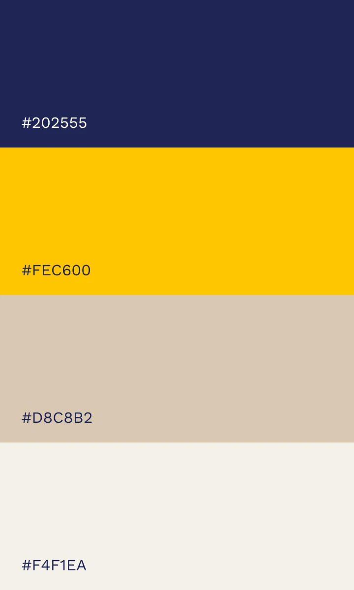 Palette Je gère mon gîte : bleu nuit, soleil, sable et crème.