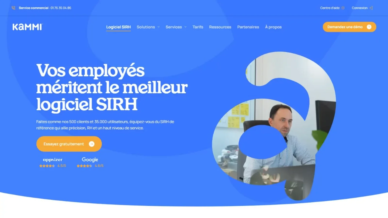 Accueil du site Kammi : « Vos employés méritent le meilleur logiciel SIRH ».