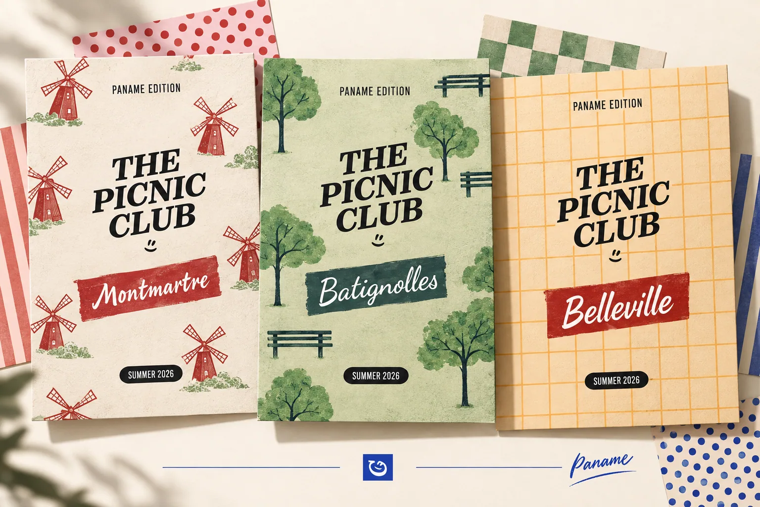 Affiches The Picnic Club déclinées pour Montmartre, Batignolles et Belleville.