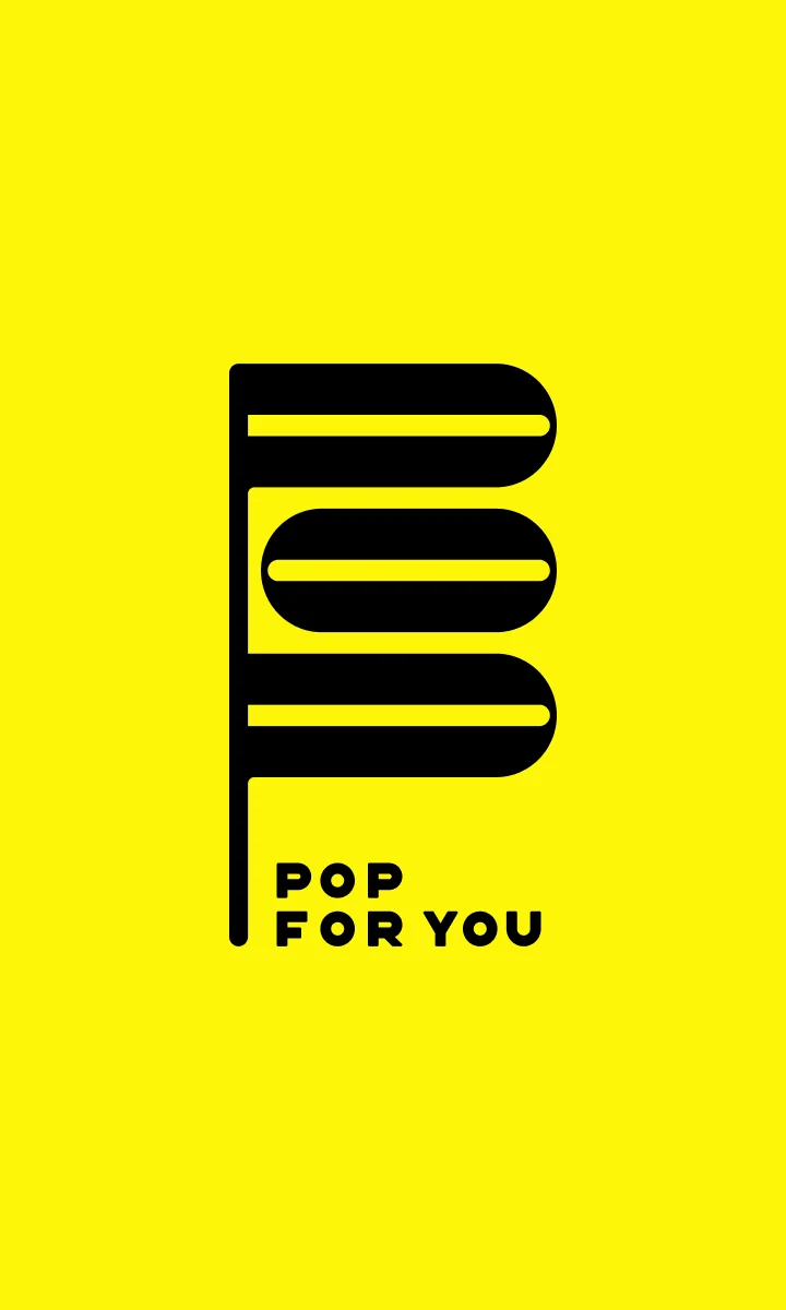 Logo Pop for You noir sur fond jaune.