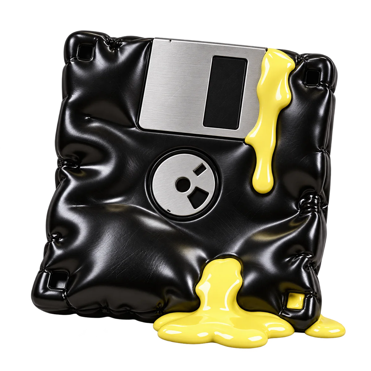 Une disquette gonflable noire et jaune.
