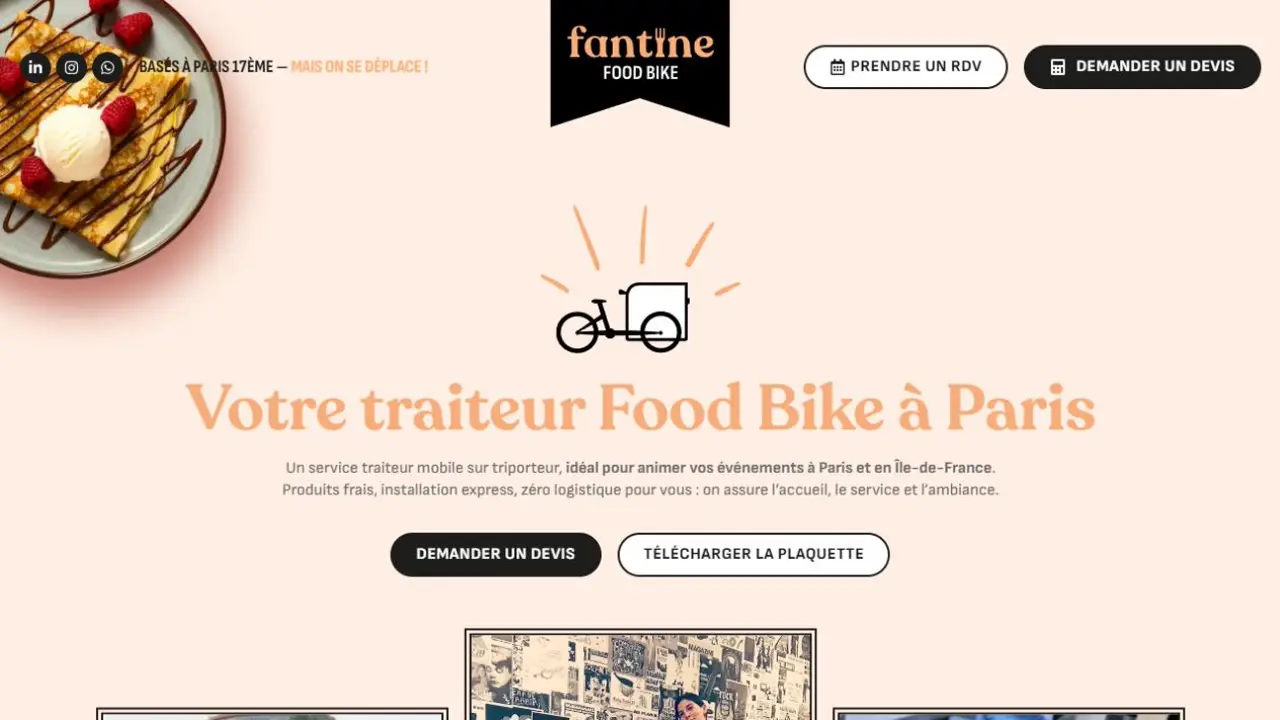 Navigation dans le site Fantine Food Bike.